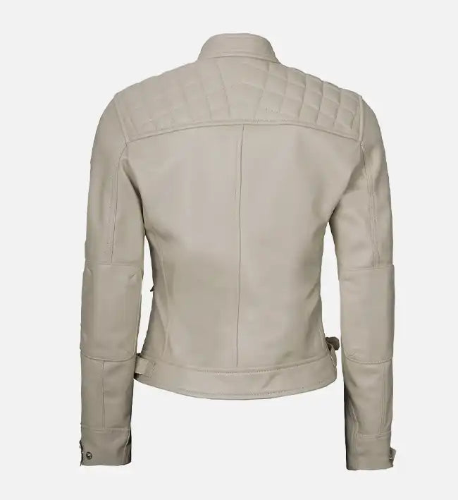 Women’s Signature Sheepskin Diamond Café Racer Leather Jacket