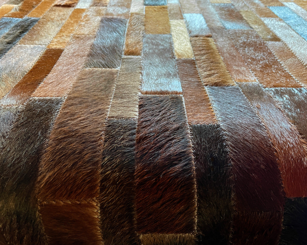 HANDMADE 100% Natural COWHIDE RUG | Patchwork Cowhide Area Rug | Real Cowhide Hallway Runner | Hair on Leather Cowhide Carpet | PR210