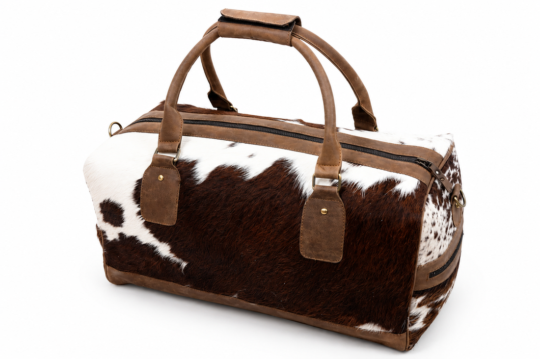 Natural Cowhide Duffel Bag Real Hair On Leather TRAVEL Bag Original Cow Skin Luggage Bag