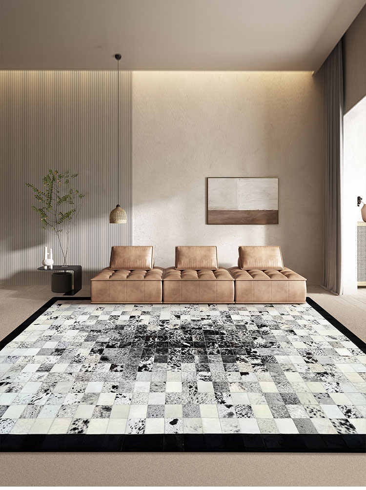 Premium Hair-On Cowhide Leather Patchwork Rectangle Carpet/Rug