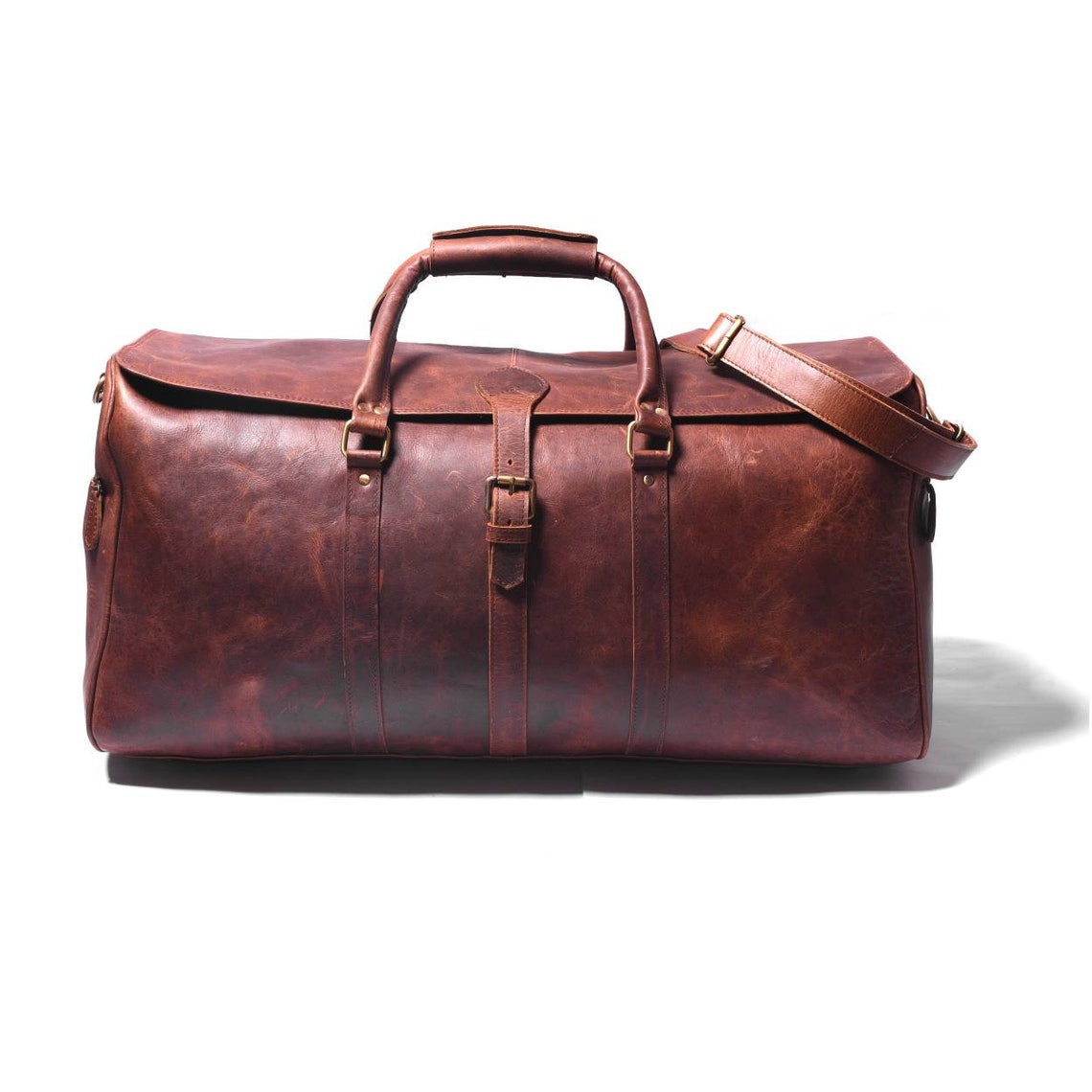 Handcrafted Buffalo Leather Weekender Bag– Carry-On Travel Duffle