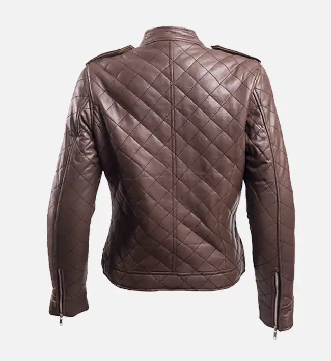 Women’s Sheepskin Brown Leather Puffer Jacket