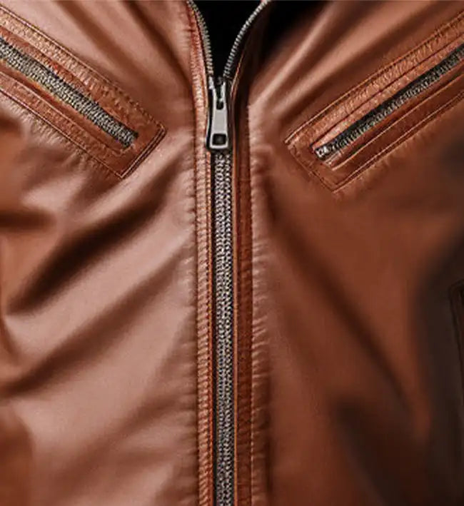 Men’s Brown Quilted Sheepskin Bomber Leather Jacket