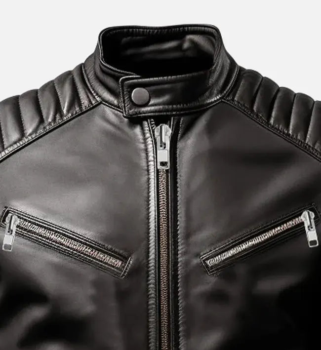 Men’s Vintage Sheepskin Slim fit Black Leather Jacket