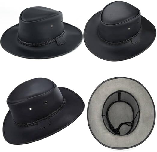 100% Real Leather Cowboy Hat | Cowboy Outback Hat - Classic Western Style