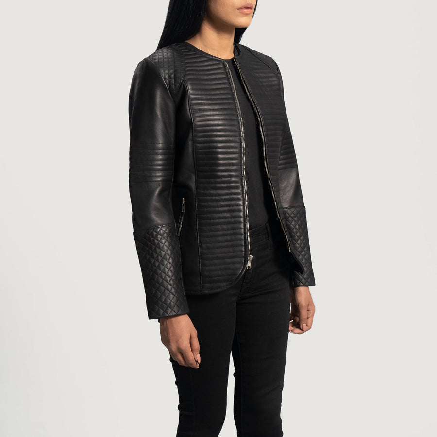 Women’s Sheepskin Premium Quilted Leather Jacket – Sleek Design