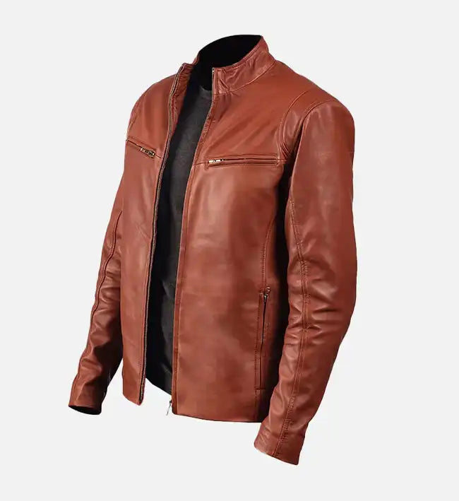 Men’s Sheepskin Iconic Brown Leather Bomber Jacket