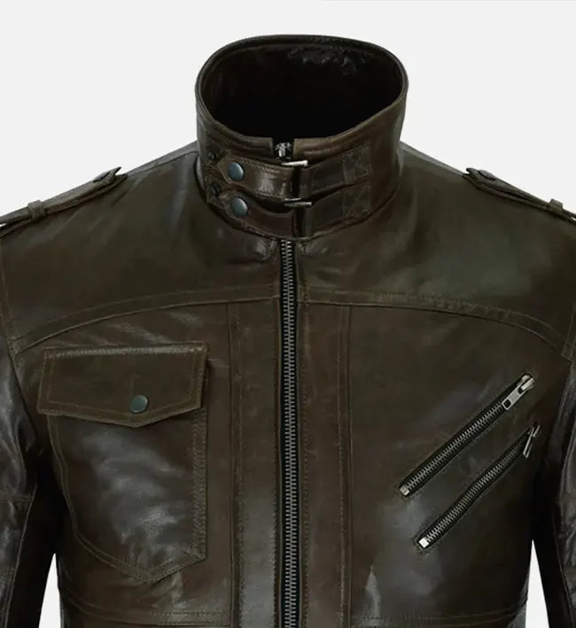 Men’s Sheepskin Slim Fit Brown Bomber Leather Jacket