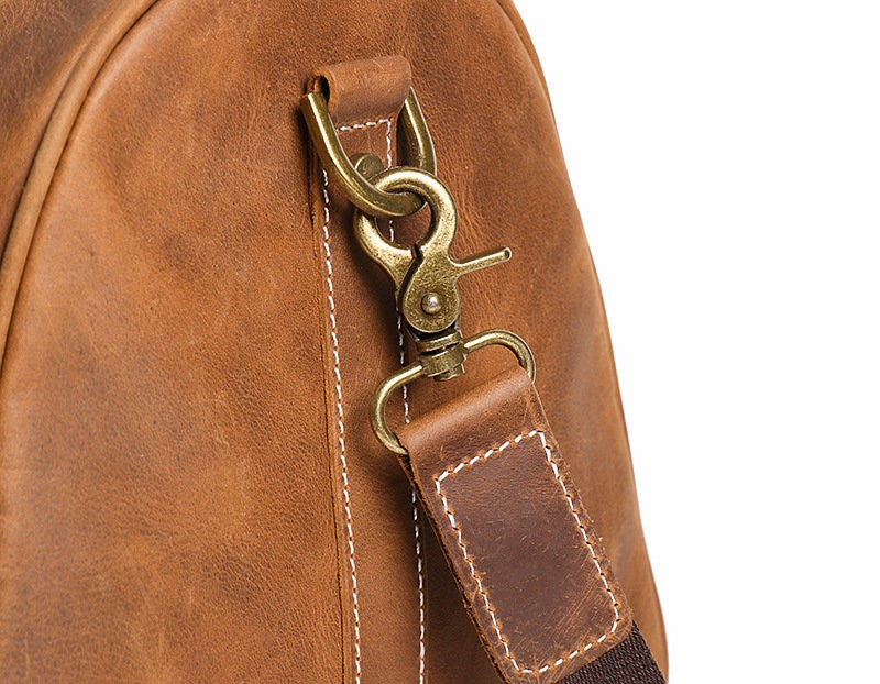 Genuine Crazy Horse Leather Duffle Bag | Vintage Weekender Travel Bag for Men & Women