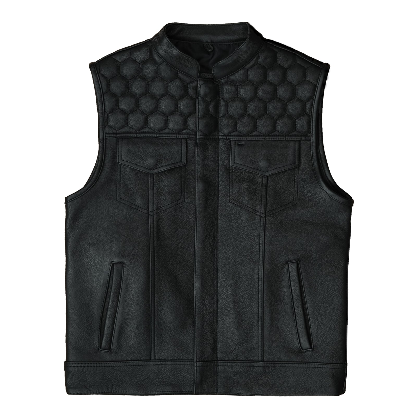 Real Leather Biker Vest - Classic Leather Moto V-Shape Neck Waistcoat - Stylish Casual Fit for all occasions and seasons