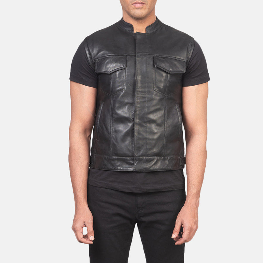 Men’s Sheepskin Leather Vest – Multicolor, Zipper with Button Flap