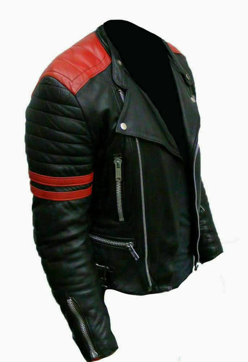 Men's Cafe Racer Biker Leather Jacket - Retro Style Lambskin Leather Jacket - Vintage Motorcycle Jacket