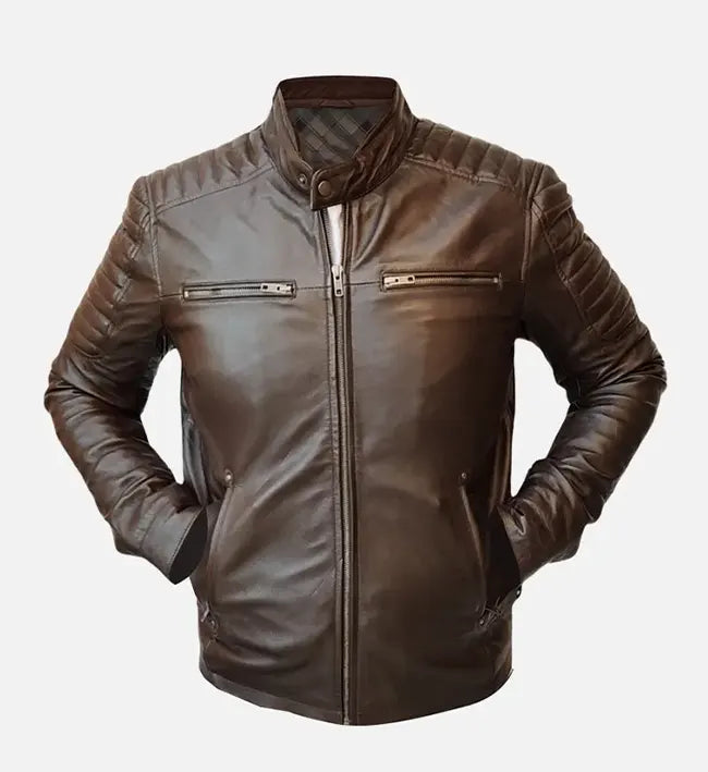 Men’s Sheepskin Sprint Brown Leather Bomber Jacket
