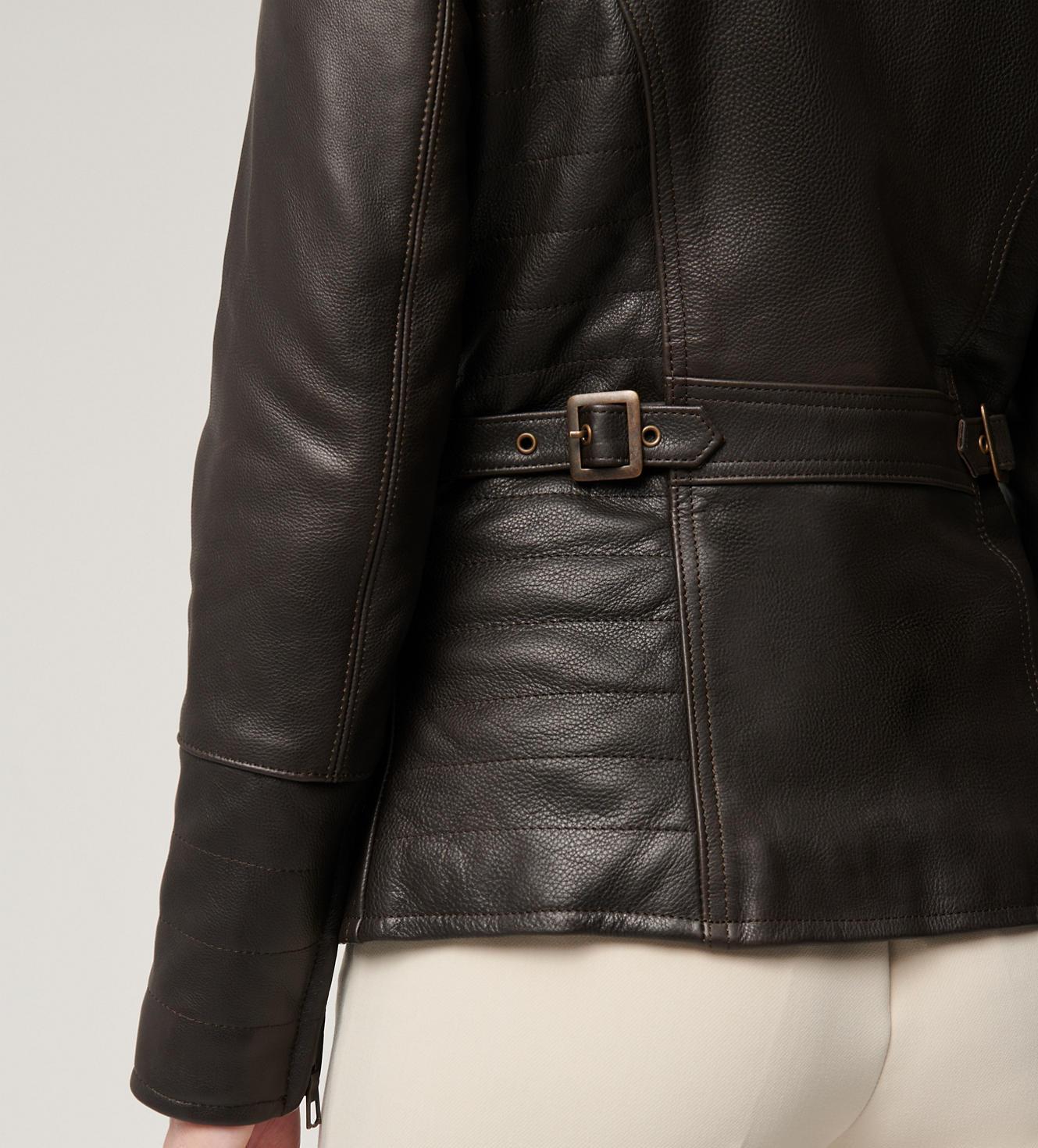 Women Unique Style Real Leather Jacket, Female's Classic Leather Moto Racer Jacket - Business Style Jacket