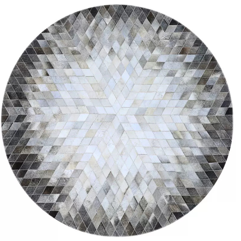 Handmade Hair-On Cowhide Round Rug – Premium Patchwork