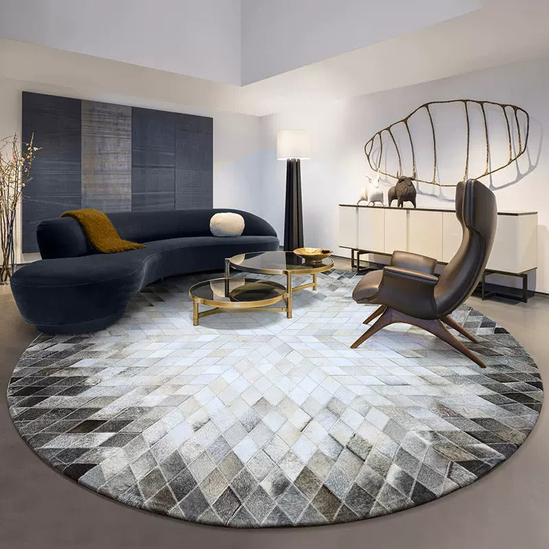 Handmade Hair-On Cowhide Round Rug – Premium Patchwork