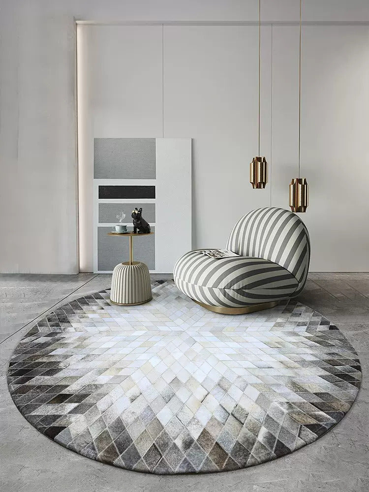 Handmade Hair-On Cowhide Round Rug – Premium Patchwork