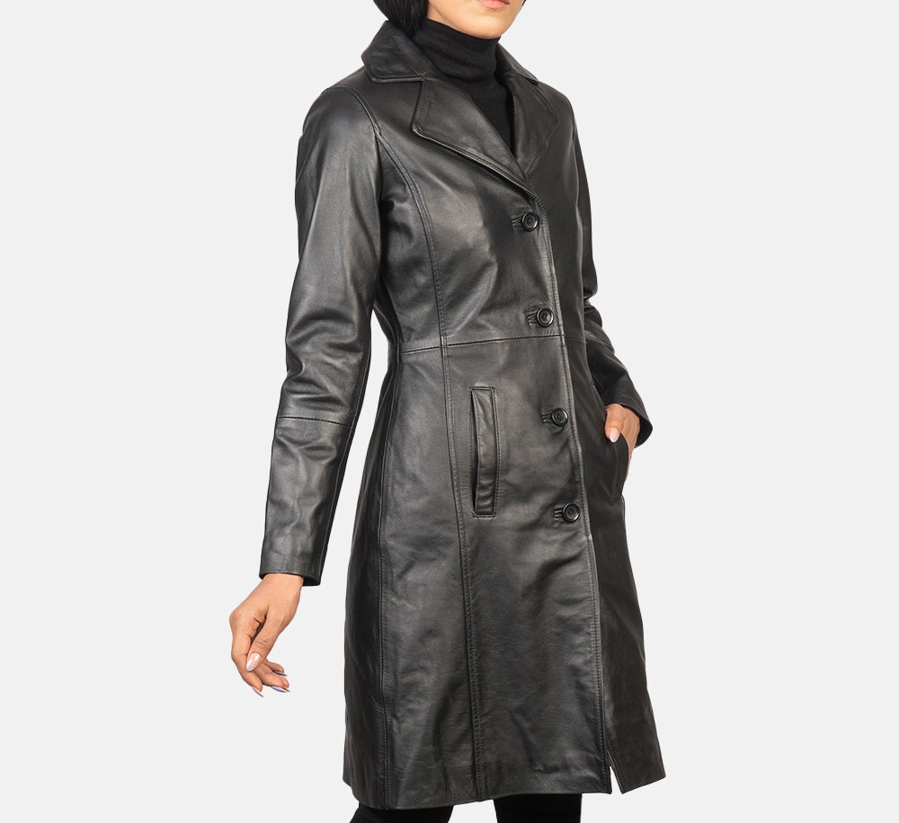 Women's Genuine Leather Long Coat - Leather Trench for Girls - Luxury Leather Duster Coat