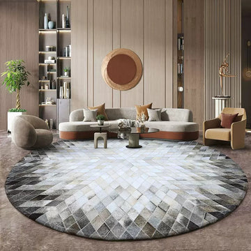 Handmade Hair-On Cowhide Round Rug – Premium Patchwork