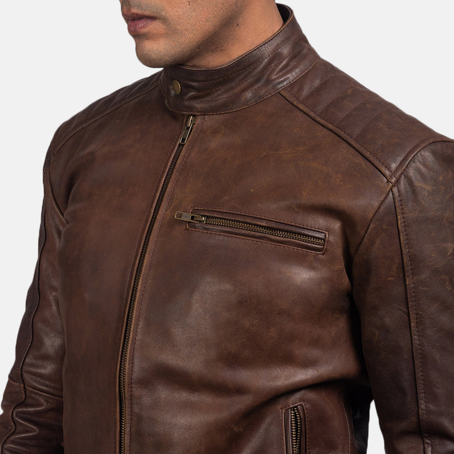 Vintage Pull-Up Cowhide Leather Rider Jacket