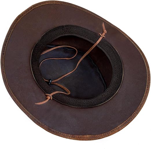 100% Real Leather Cowboy Hat | Handmade Western Style Unisex Leather Hat - Felt Studded Steampunk Hat