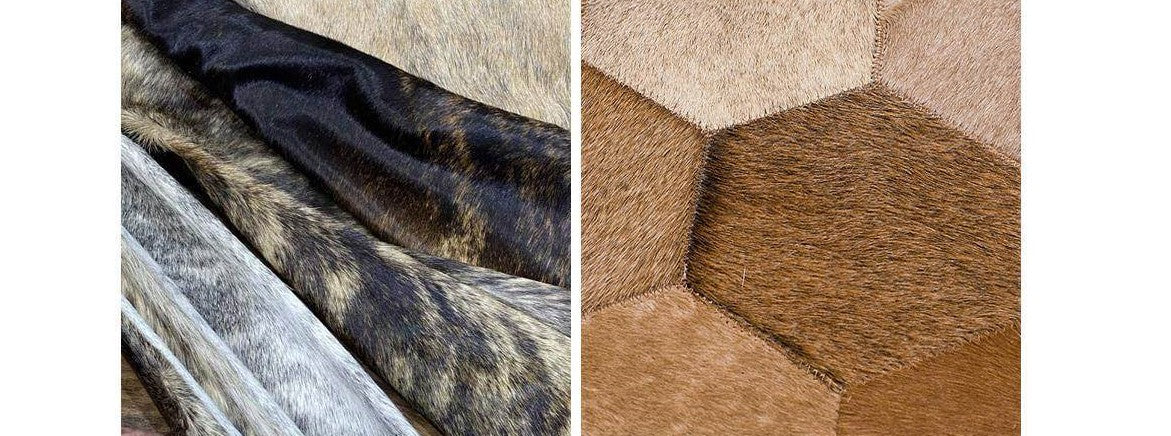 Premium Cowhide Patchwork Rectangle Rug – Handcrafted Natural Design