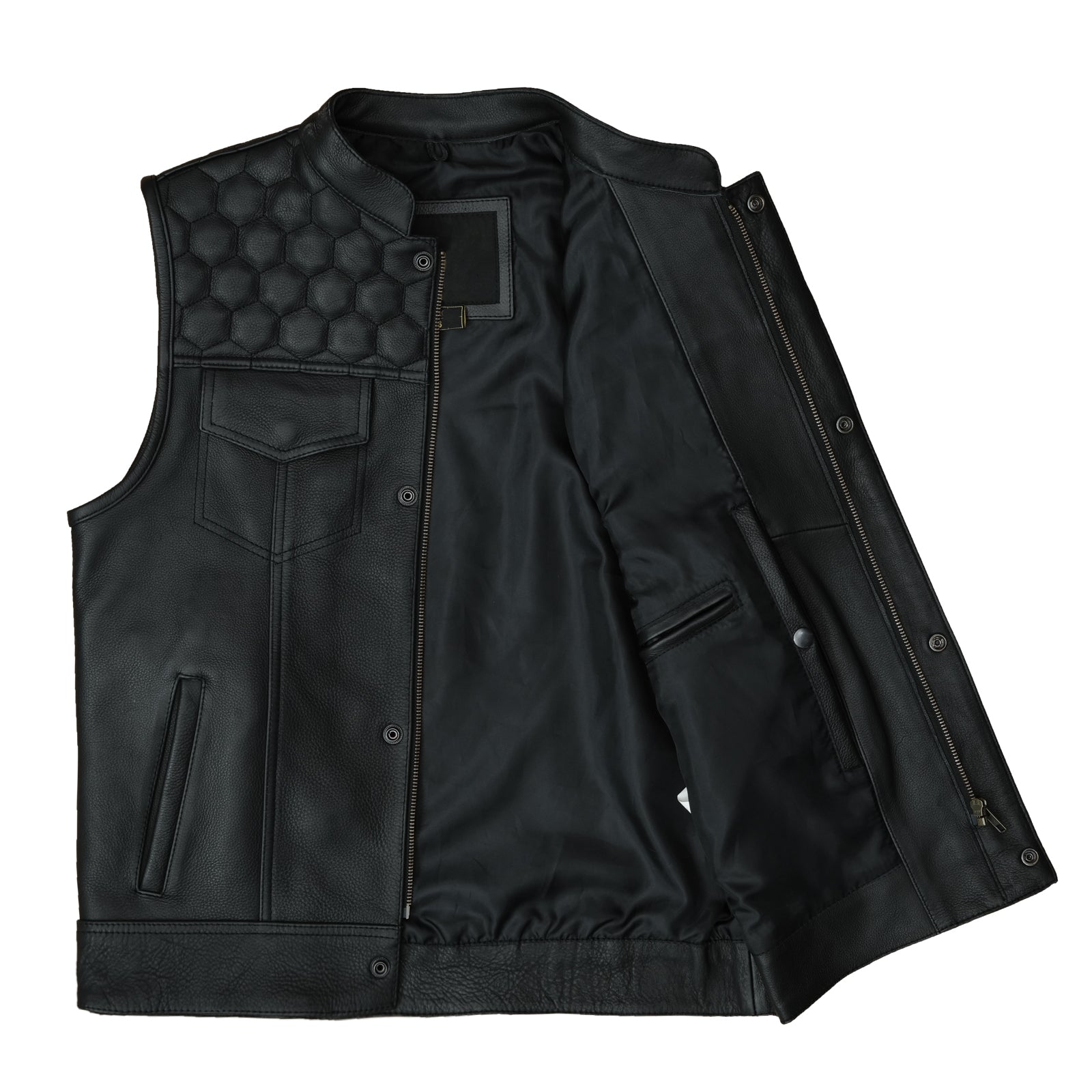 Real Leather Biker Vest - Classic Leather Moto V-Shape Neck Waistcoat - Stylish Casual Fit for all occasions and seasons