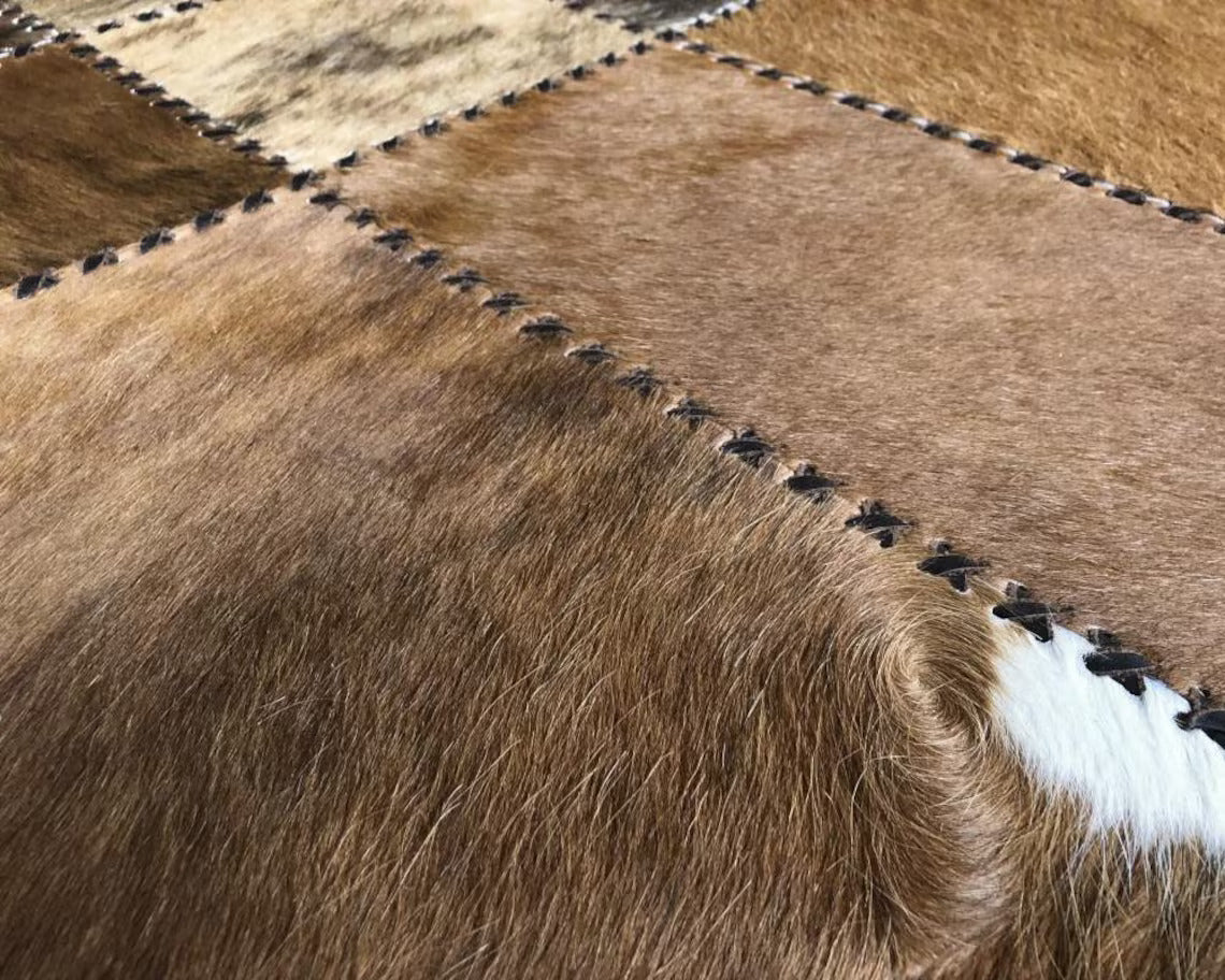 HANDMADE 100% Natural COWHIDE RUG | Patchwork Cowhide Area Rug | Real Cowhide Hallway Runner | Hair on Leather Cowhide Carpet | PR301
