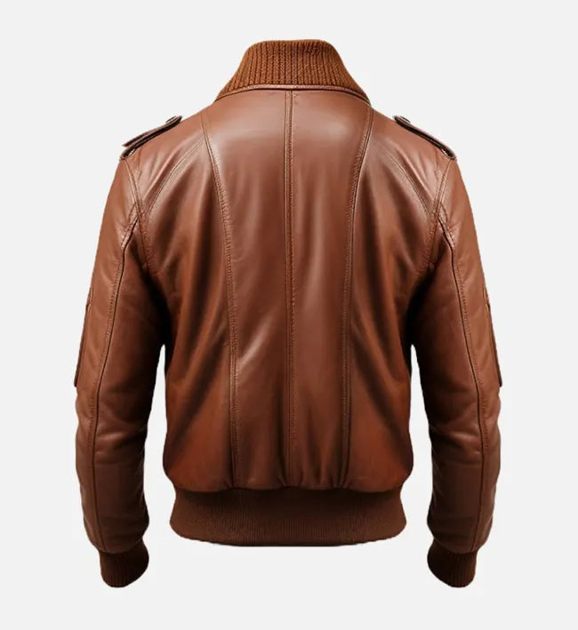 Men’s Sheepskin Brown Bomber Aviator Leather Jacket