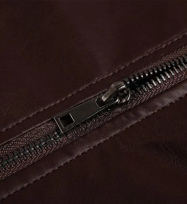 Men’s Sheepskin Premium Dark Brown Leather Café Racer Jacket