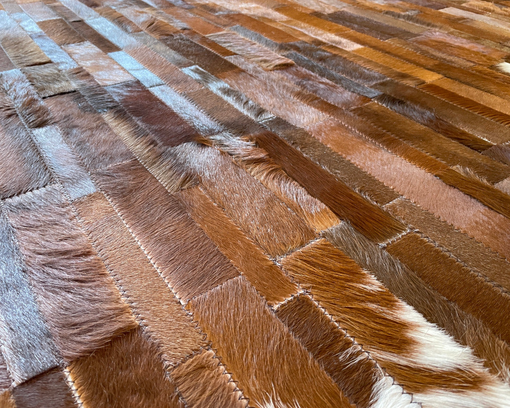 HANDMADE 100% Natural COWHIDE RUG | Patchwork Cowhide Area Rug | Real Cowhide Hallway Runner | Hair on Leather Cowhide Carpet | PR209