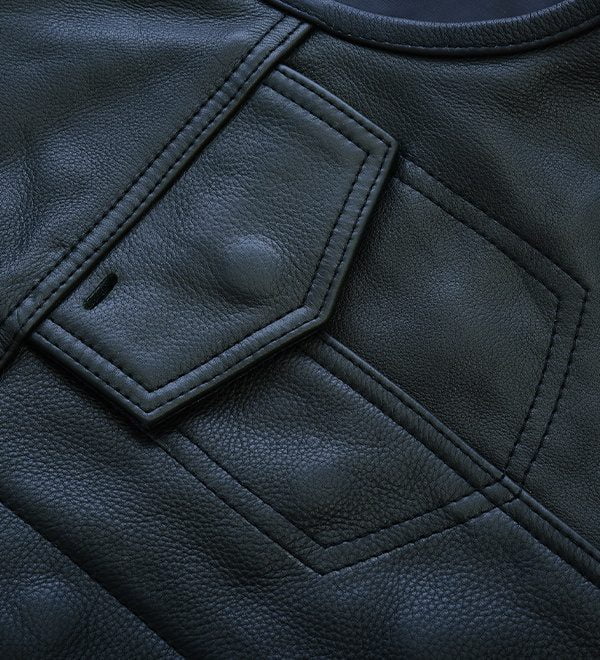 Genuine Leather Motorcycle Vest - Classic Leather Biker Vest for comfortable rides