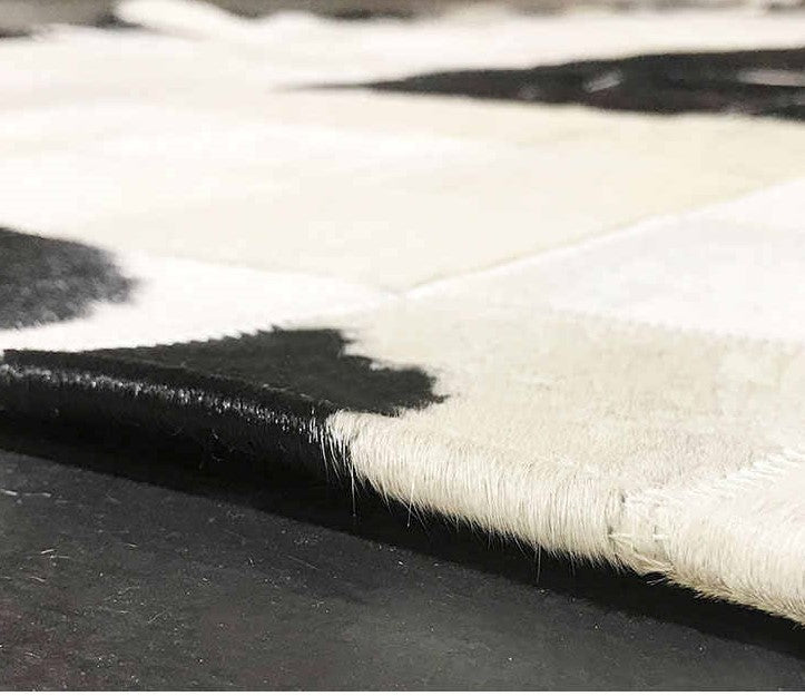 Natural Hair-On Cowhide Patchwork Leather Carpet – Handmade Excellence