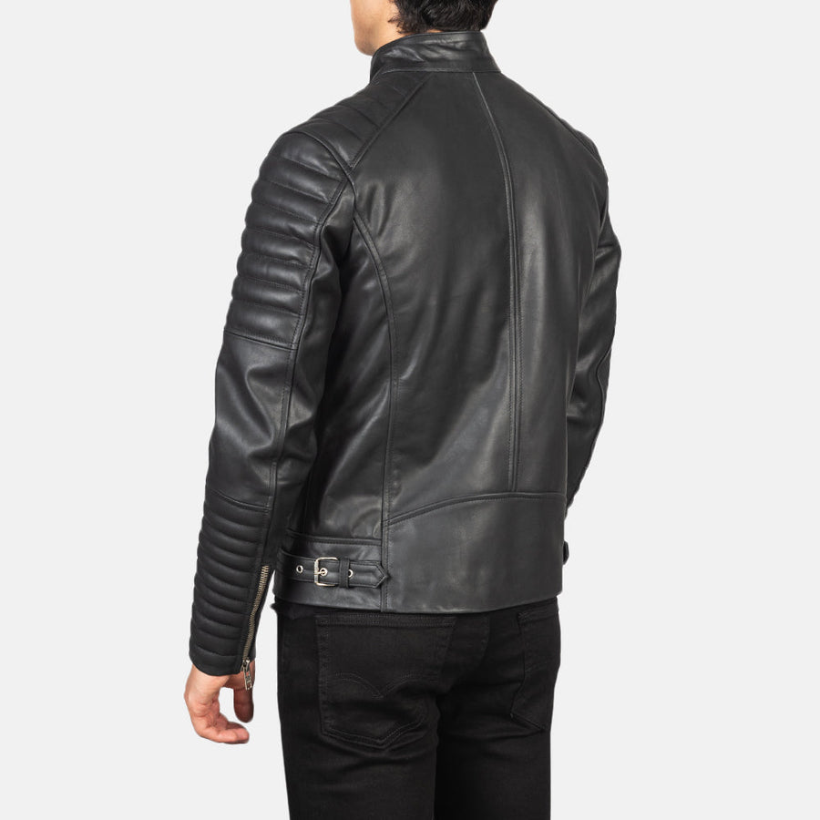 Men’s Black Semi-Aniline Cowhide Leather Rider Jacket