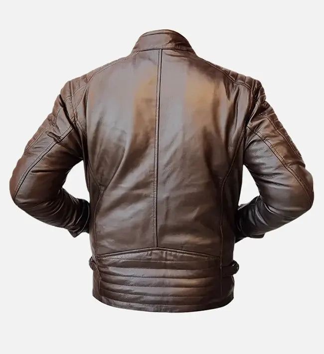 Men’s Sheepskin Sprint Brown Leather Bomber Jacket