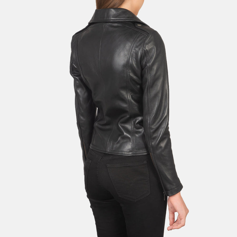 Women’s Sheepskin Leather Biker Jacket with Epaulettes