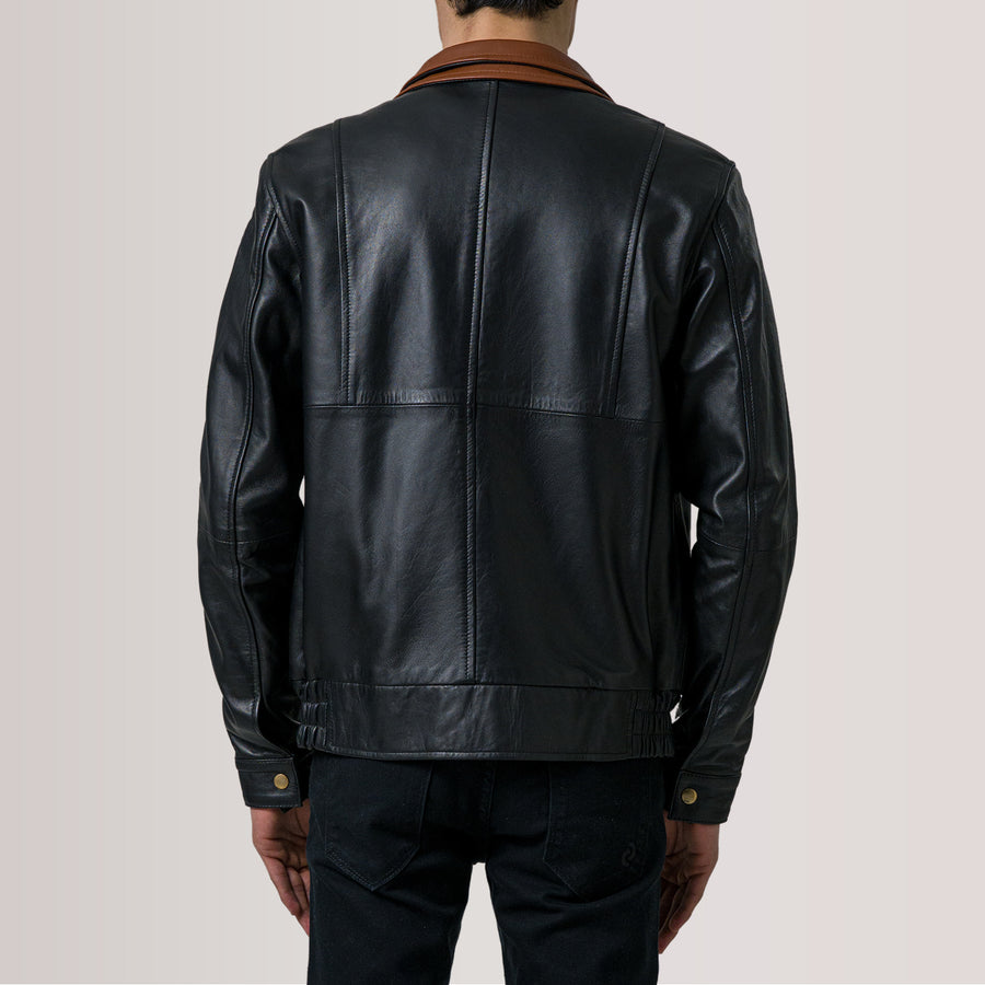 Men’s Stylish Sheepskin Leather Biker Jacket with Quilted Polyester Lining