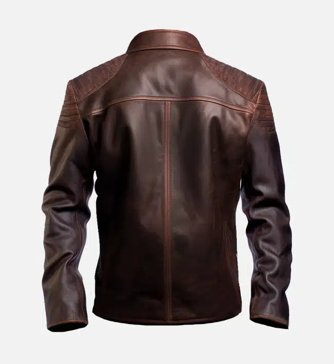 Men’s Genuine Sheepskin Brown Distressed Leather Jacket