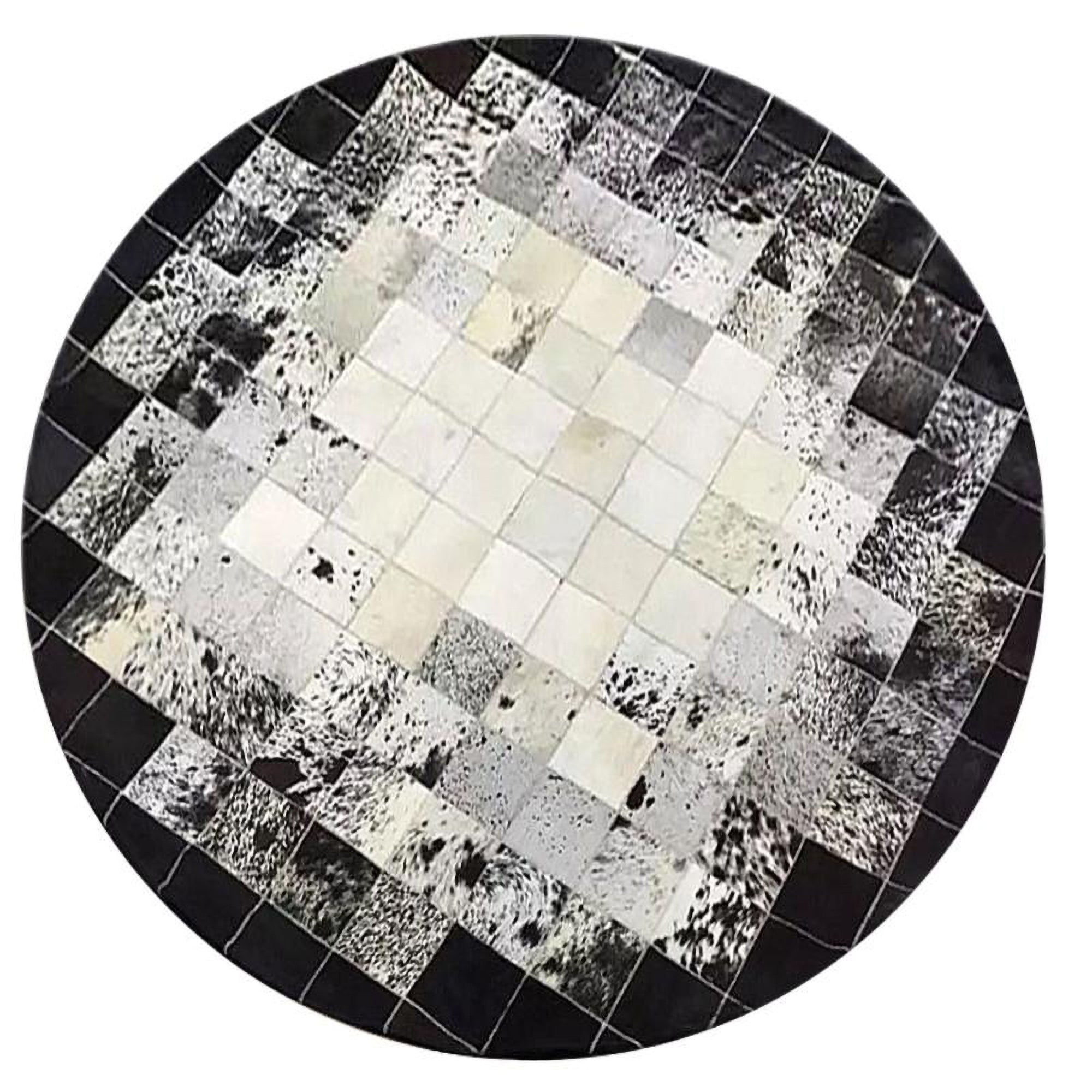 Luxury Handmade Hair-On Cowhide Patchwork Round Carpet