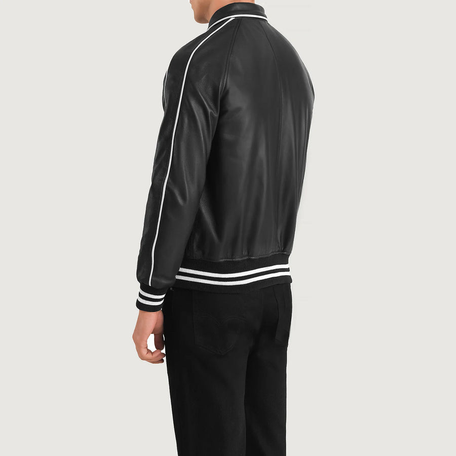 Men’s Semi-Aniline Sheepskin Leather Jacket with Raglan Sleeves