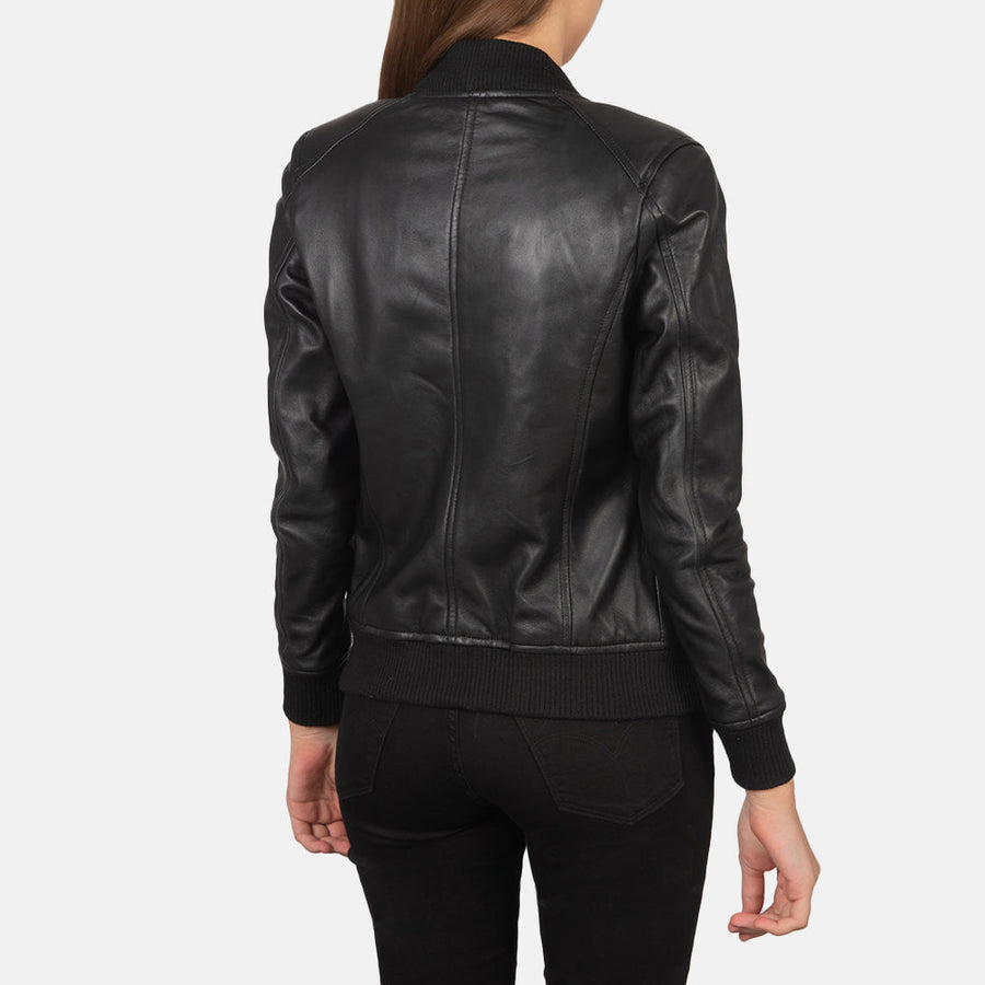 Sheepskin Genuine Leather Bomber Jacket For Women
