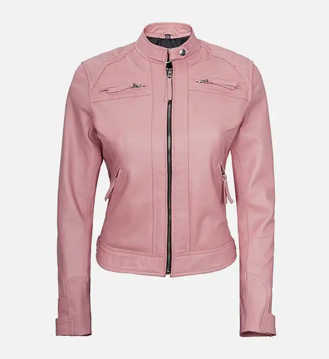 Women’s Signature Sheepskin Diamond Café Racer Leather Jacket