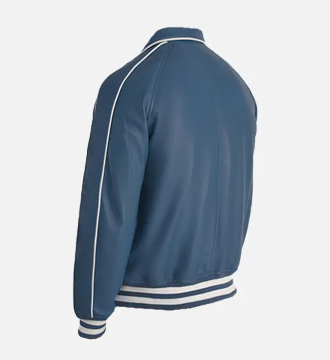 Men’s Sheepskin Leather Bomber Jacket – Shirt Collar with Ribbed Finish