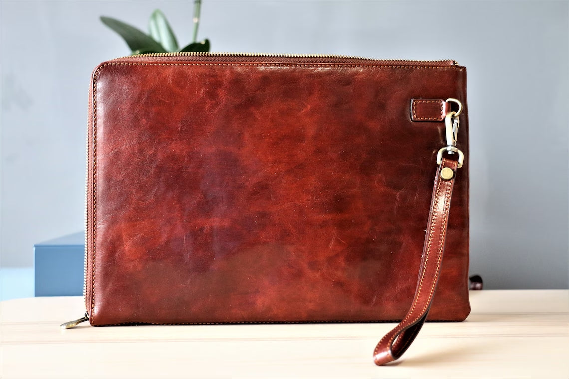 GENUINE Leather File Bag | Leather Office File Cover | Document Folder / Portfolio Cover / Organizer - Tablet Case