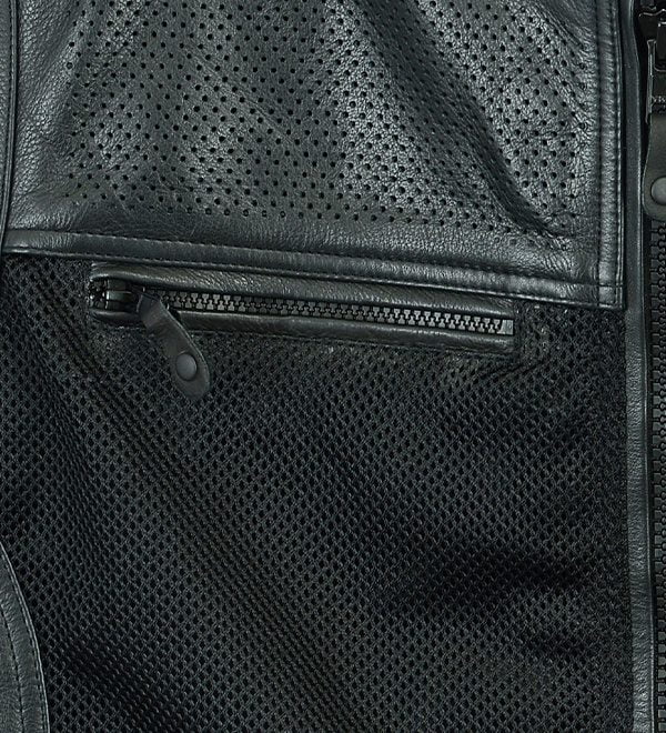 Genuine Leather Perforated Biker Vest - Classic Leather Moto Vest for comfortable rides
