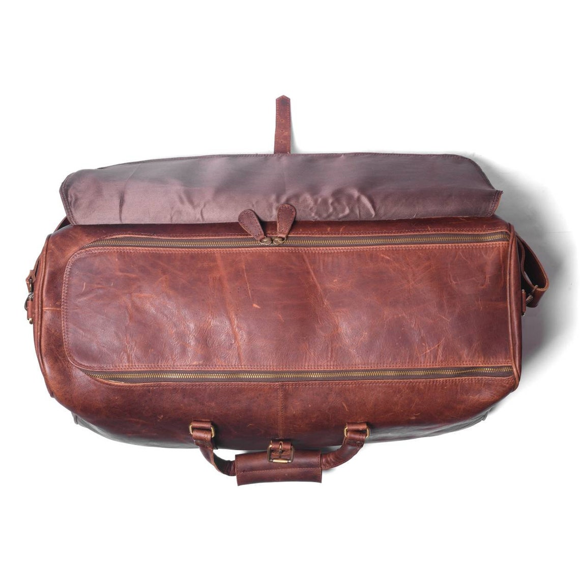 Handcrafted Buffalo Leather Weekender Bag– Carry-On Travel Duffle