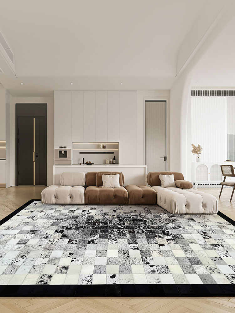 Premium Hair-On Cowhide Leather Patchwork Rectangle Carpet/Rug