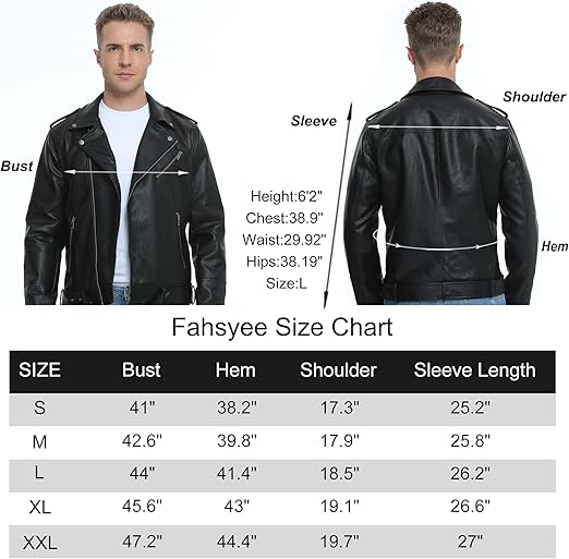 Men's Black Leather Jacket - Classic Biker Style, Genuine Leather, Casual Outerwear