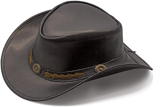 100% Real Leather Cowboy Hat | Handmade Western Style Unisex Leather Hat - Outback hat, Australian Hats