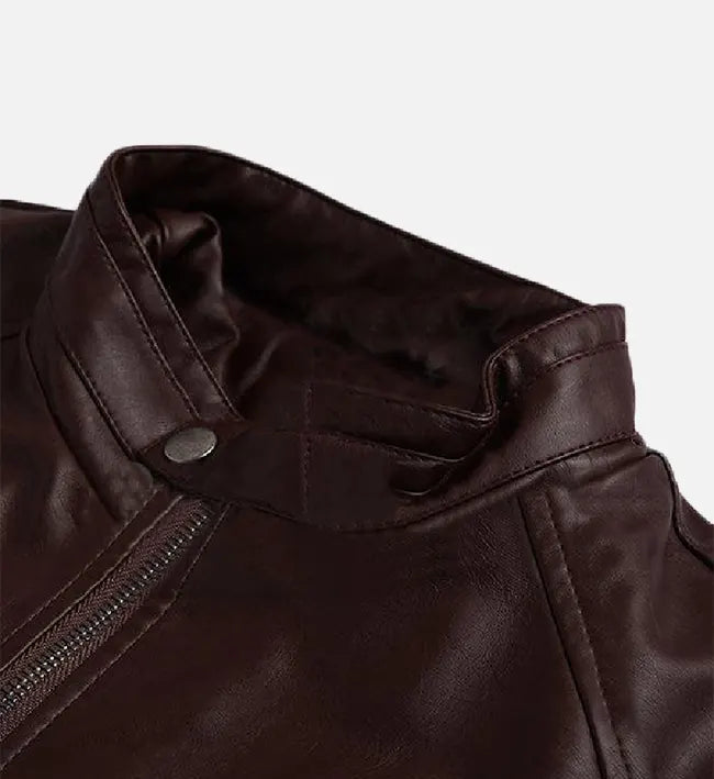 Men’s Sheepskin Premium Dark Brown Leather Café Racer Jacket